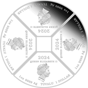 ツバル 2024年 辰年龍図 1ドルカラー銀貨4種セット プルーフ