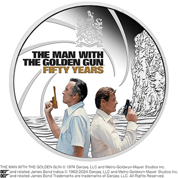 ツバル 2024年 ジェームズ・ボンド 『007 黄金銃を持つ男』 1ドルカラー銀貨 プルーフ