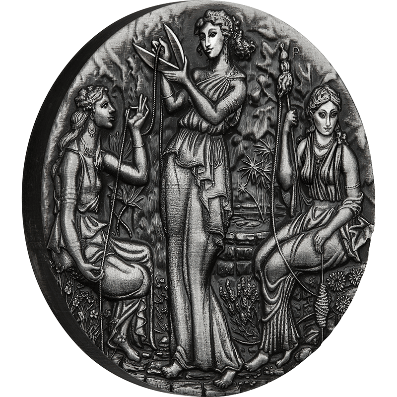 ツバル 2025年 運命の三女神 モイライ 2ドル銀貨 アンティーク仕上げ