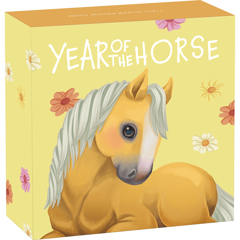 ツバル 2026年 午年馬図 赤ちゃんうま 50セントカラー銀貨 プルーフ