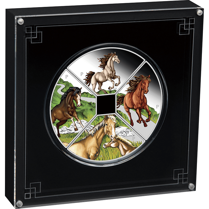 ツバル 2026年 午年馬図 1ドルカラー銀貨4種セット プルーフ