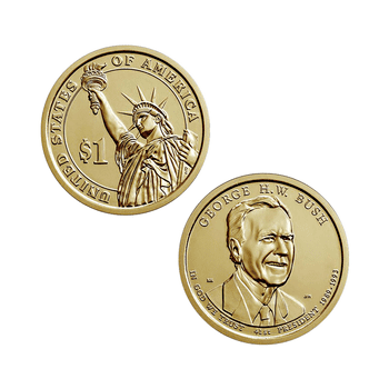 アメリカ 2020年 アメリカ歴代大統領シリーズ 第40貨 ジョージ・H・W・ブッシュ 1ドル黄銅貨 25枚入ロール 未使用