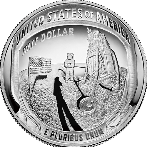 アメリカ 2019年 アポロ11号月面着陸50周年 50セントドーム型白銅貨
