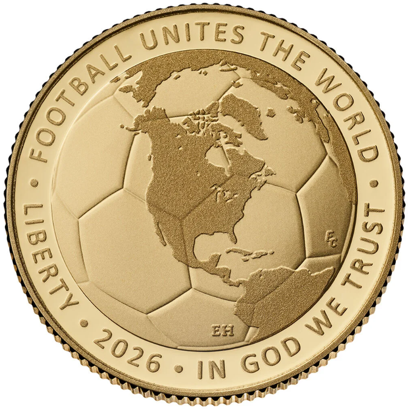 アメリカ 2026年 FIFAワールドカップ26公式記念コイン 5ドル金貨