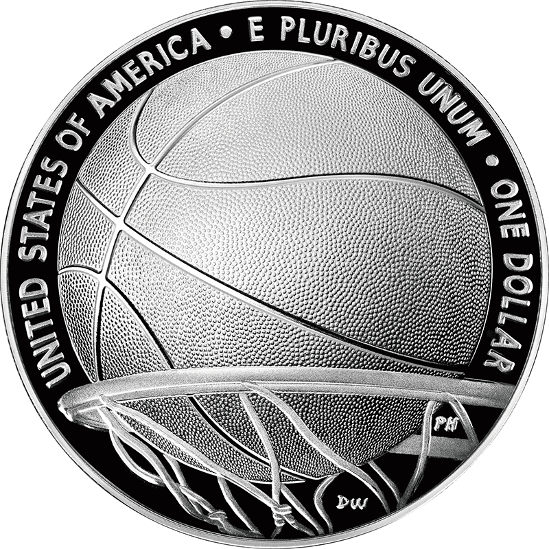アメリカ 2020年 バスケットボール殿堂60周年 1ドルドーム型銀貨 