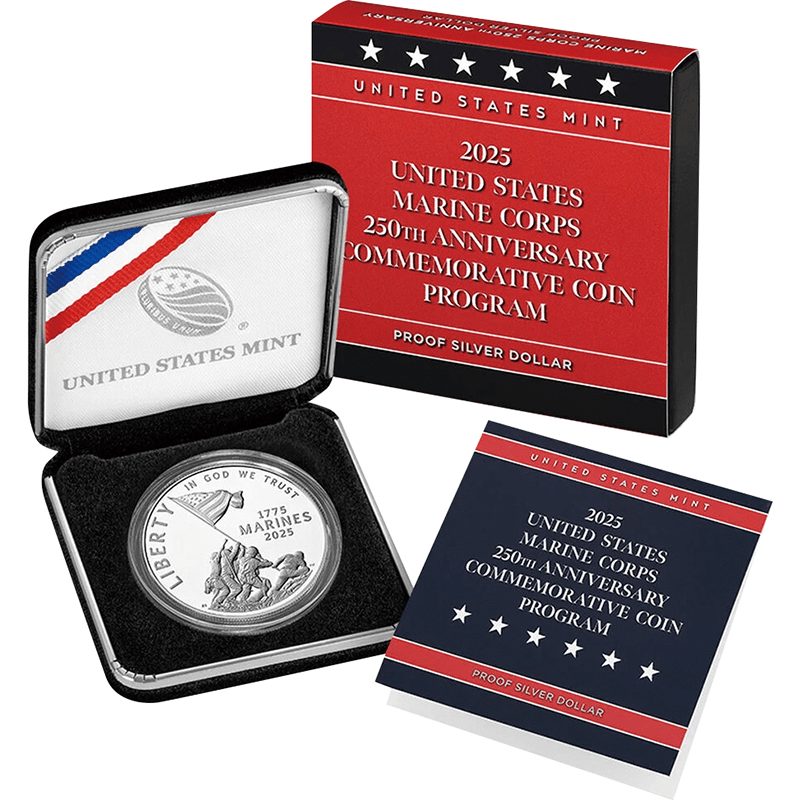 アメリカ 2025年 アメリカ海兵隊創設250周年 1ドル銀貨 プルーフ