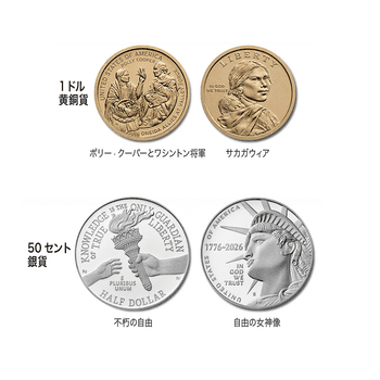 アメリカ 銀貨 3個セット その他説明読んでね アメリカ 2026年 アメリカ合衆国建国250周年 記念貨入通常貨セット