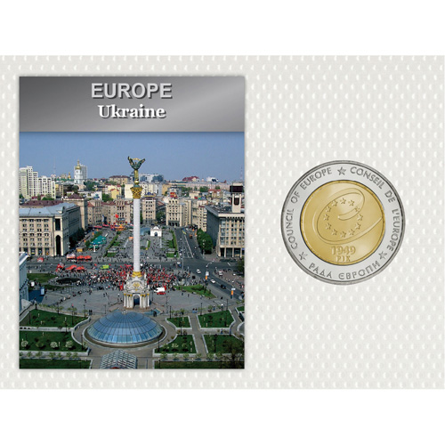 ウクライナ 2009年 欧州評議会60周年 5フリヴニャバイメタル貨 未使用