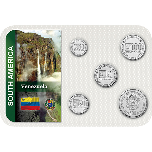 ベネズエラ 1998-2004 年 旧通常貨5種セット 未使用