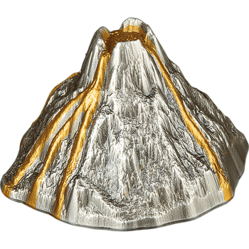 バヌアツ 2023年 活火山の驚異 50バツ銀貨金メッキ付 アンティーク仕上げ