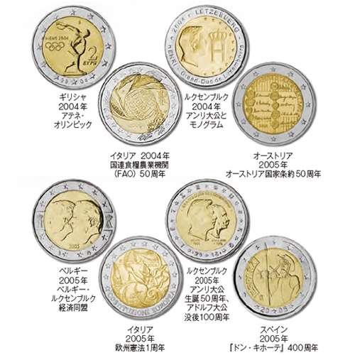 各国 2004-2005年  2ユーロ記念貨8種セット 極美～未使用