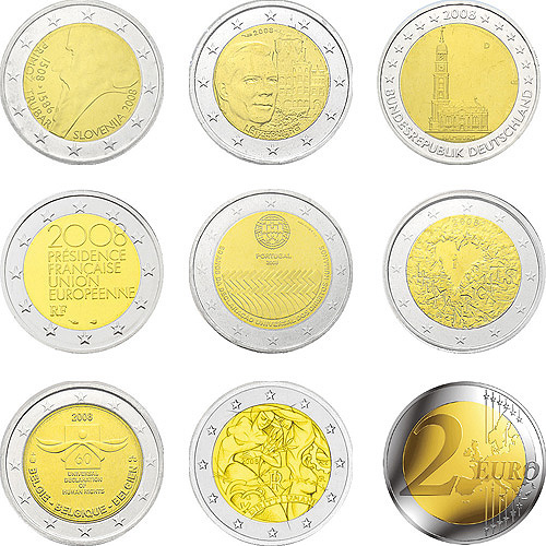 各国 2008年 ユーロ加盟国 8カ国 8種 2ユーロ記念貨コレクション 第4回