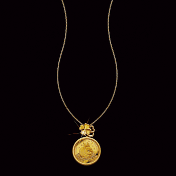 クック諸島 2021年 幸せのうさぎと四つ葉のクローバー金貨 純金コイン宝飾ペンダント 10ドル金貨 プルーフ