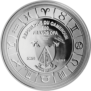 カメルーン 2025年 巳年蛇図 500フランカラー銀貨ルテニウム