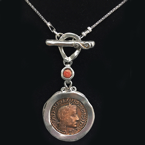 イスラエル マサダの宝物 レプリカ銅メダルネックレス カーネリアン付 7731302