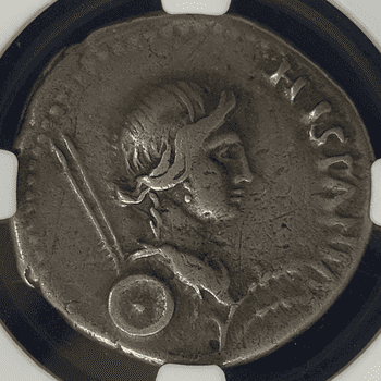 ●一点モノ● ローマ帝国 AD68-69 ガルバ帝像／ガルバ帝騎馬像 デナリウス銀貨 NGC VF (Strike: 4/5; Surface: 4/5)