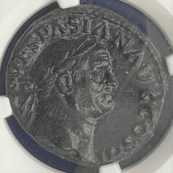 ●一点モノ● ローマ帝国 AD69-79 ウェスパシアヌス帝像／勝利の女神 アス銅貨 NGC Ch XF (Strike: 4/5; Surface: 3/5)