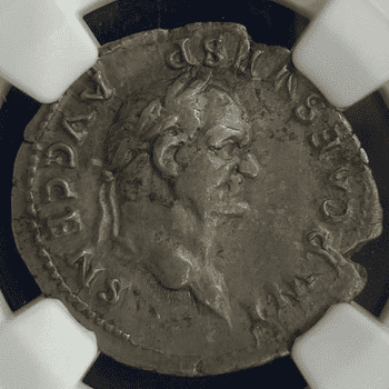 ●一点モノ● ローマ帝国 AD69-79 ウェスパシアヌス帝／ウェスパシアヌス帝座像 デナリウス銀貨 NGC Ch VF