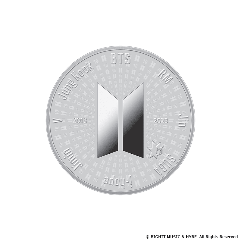 BTS 公式 10周年記念メダル 1/2オンス 銀メダル プルーフ