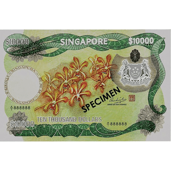 シンガポール 2021年 10000ドル紙幣レプリカ 蘭シリーズ 10000ドル銀製カラー紙幣レプリカカプセル・ケース入★