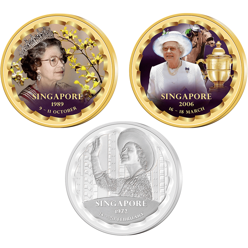 シンガポール 2023年 エリザベス2世のシンガポール訪問記念 メダル3種