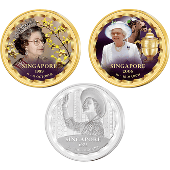 シンガポール 2023年 エリザベス2世のシンガポール訪問記念 メダル3種セット プルーフライク／未使用