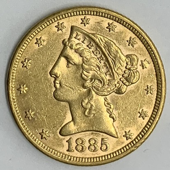●一点モノ● アメリカ 1885年KM101 女神頭像 5ドル金貨  美品