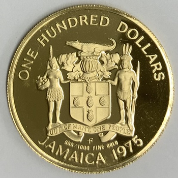 ●一点モノ● ジャマイカ 1975年KM67/Y41 著名人シリーズ クリストファー・コロンブス 100ドル金貨  プルーフ