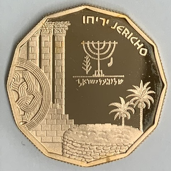 ●一点モノ● イスラエル 1987年KM182/F29 遺跡シリーズ　ジェリコ 5新シェカリム金貨  プルーフ