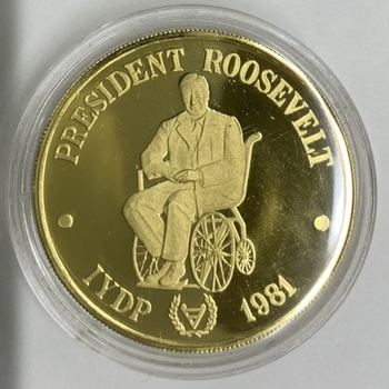 ●一点モノ● 西サモア 1981年KM49/Y49 国際障害者年 ルーズベルト像 100タラ金貨  プルーフ