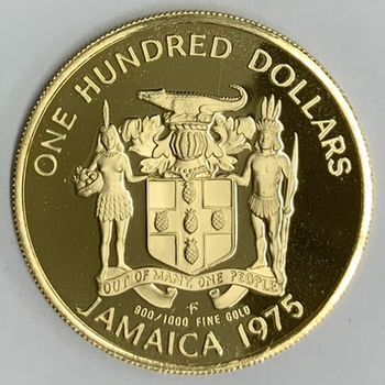 ●一点モノ● ジャマイカ 1975年KM67 著名人シリーズ クリストファー・コロンブス 100ドル金貨  プルーフ