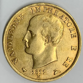 ●一点モノ● ナポレオン王国 1812年MKM12 ナポレオン1世 40リラ金貨  極美