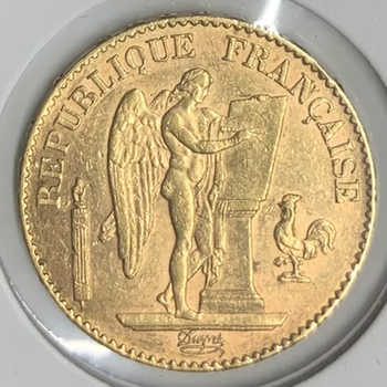 ●一点モノ● フランス 1895年AY55 エンゼル 20フラン金貨  美／極美