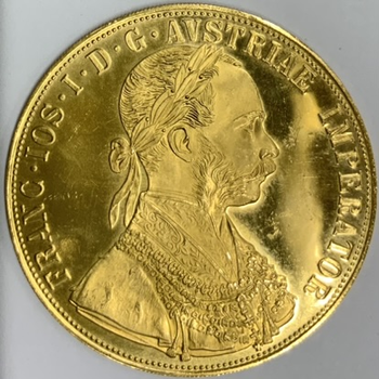 ●一点モノ● オーストリア 1915年KM2276 フランツ・ヨセフ 4ダカット再鋳金貨  プルーフ