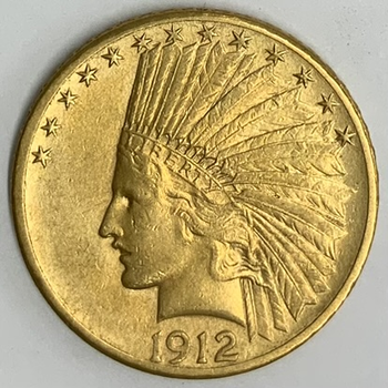 ●一点モノ● アメリカ 1912年インディアン頭像 モットー有 10ドル金貨  極美