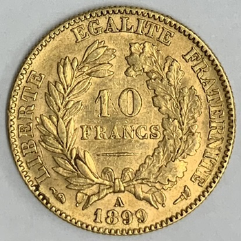 ●一点モノ● フランス 1899年AKM830 セレス像 10フラン金貨  極美/未