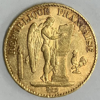 ●一点モノ● フランス 1874年A エンゼル 20フラン金貨  極美