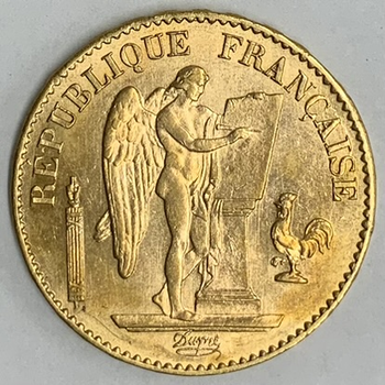 ●一点モノ● フランス 1878年A エンゼル 20フラン金貨  極美/未