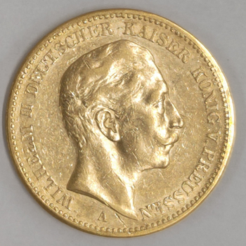 ●一点モノ● ドイツ 1900年プロイセン KM521 ヴィルヘルム2世 20マルク金貨  極美