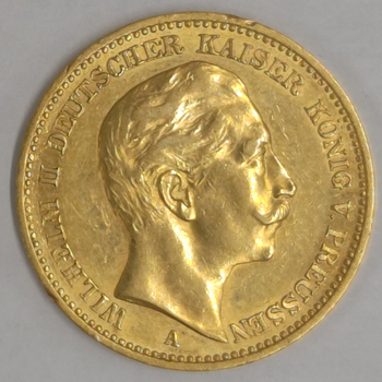 ●一点モノ● ドイツ 1892年プロイセン KM521 ヴィルヘルム2世 20マルク金貨  極美/未