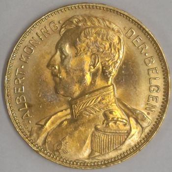 ●一点モノ● ベルギー 1914年KM79 アルベルト像 20フラン金貨  未使用