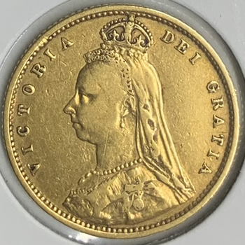 ●一点モノ● 英国 1892年ヴィクトリア女王 熟年型 1/2ソブリン金貨  美品