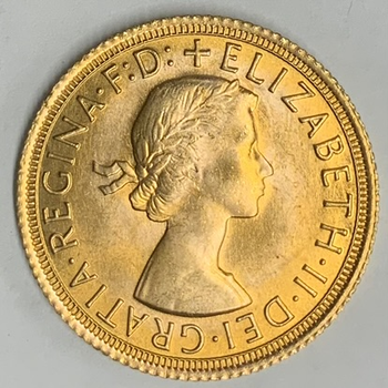 ●一点モノ● 英国 1968年KM908 エリザベス女王2世　ヤング 1ソブリン金貨  未使用
