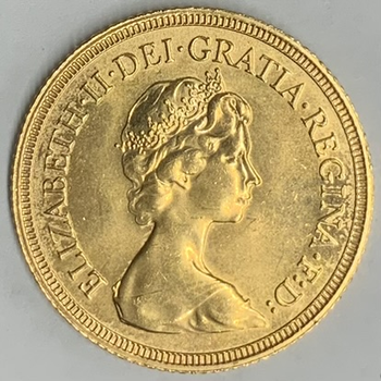 ●一点モノ● 英国 1981年KM919 エリザベス女王2世　ジュビリー 1ソブリン金貨  未使用