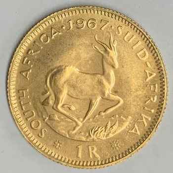 ●一点モノ● 南アフリカ 1967年KM63/Y78 リーベック像 1ランド金貨  プルーフライク
