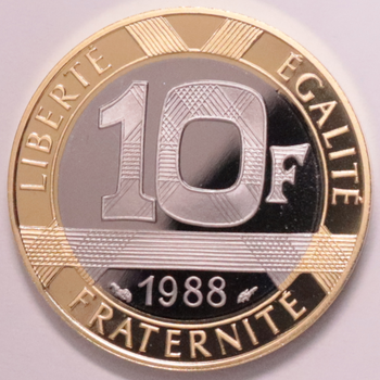 ●一点モノ● フランス 1988年KMｰ964.1a バスチーユ エンゼル図 10フラン金銀パラジウム貨 プルーフ ケース付