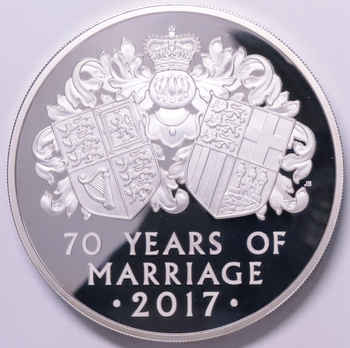 ●一点モノ● 英国 2017年ｴﾘｻﾞﾍﾞｽ2世御成婚70周年 プラチナム・ウェディング 5oz 10ポンド銀貨 プルーフ ケース付