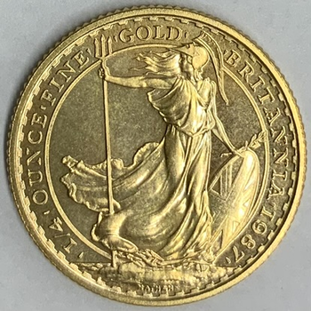 ●一点モノ● 英国 1987年KM951 ブリタニア  25ポンド金貨 1/4oz 未使用