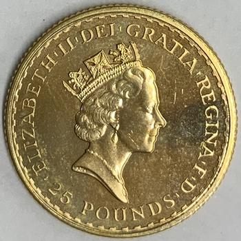 ●一点モノ● 英国 1987年KM951 ブリタニア  25ポンド金貨 1/4oz 未使用