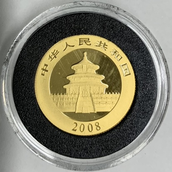 ●一点モノ● 中国 2008年パンダ金貨 1/4oz 地金型 100元金貨  未使用